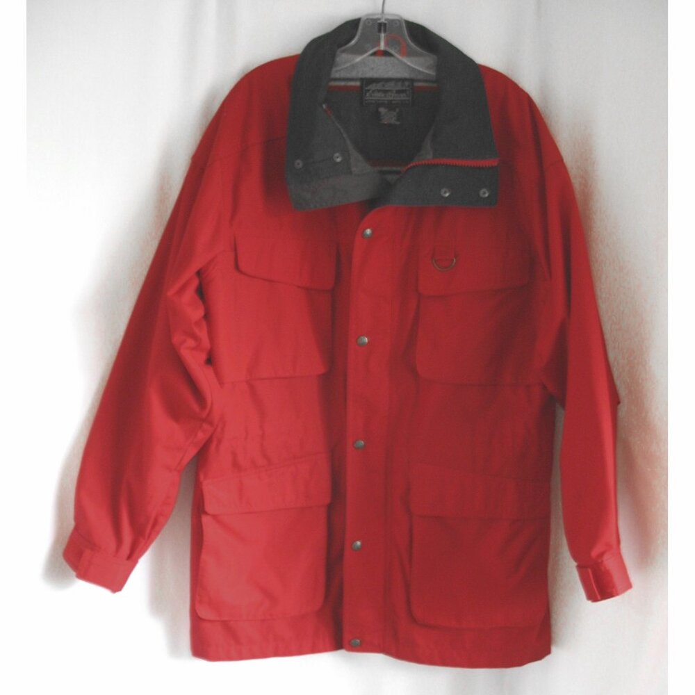 Eddie Bauer Red Wool Lined Jacket Fall Winter Men's Medium